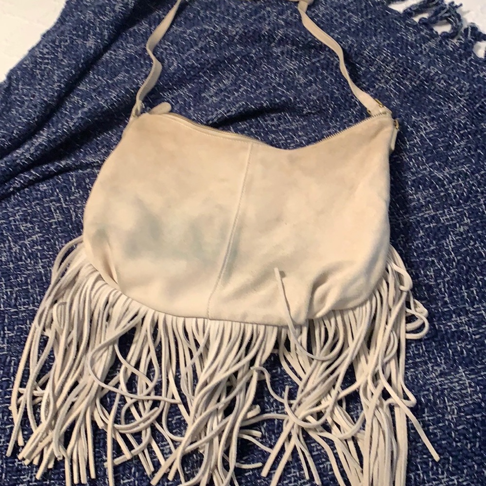 Boho fringe suede shoulder bag